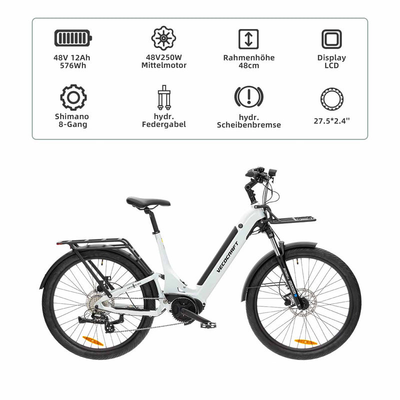 Vecocraft E-Trekking Bike ARTEMIS NEO 28'',Weiß