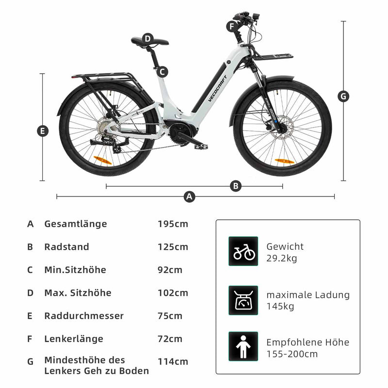 Vecocraft E-Trekking Bike ARTEMIS NEO 28'',Weiß