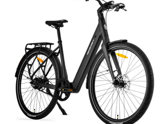 City E-Bike Schwarz Vecocraft LUNA 1.0 mit nahtlosem Rahmen und versteckten Kabeln
