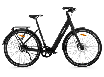 City E-Bike Schwarz Vecocraft LUNA 1.0 mit nahtlosem Rahmen und versteckten Kabeln