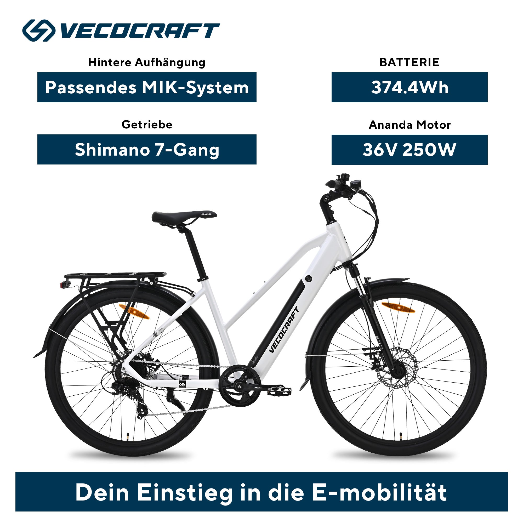 Vecocraft E-Trekking Bike Eurybia 28'',Weiß