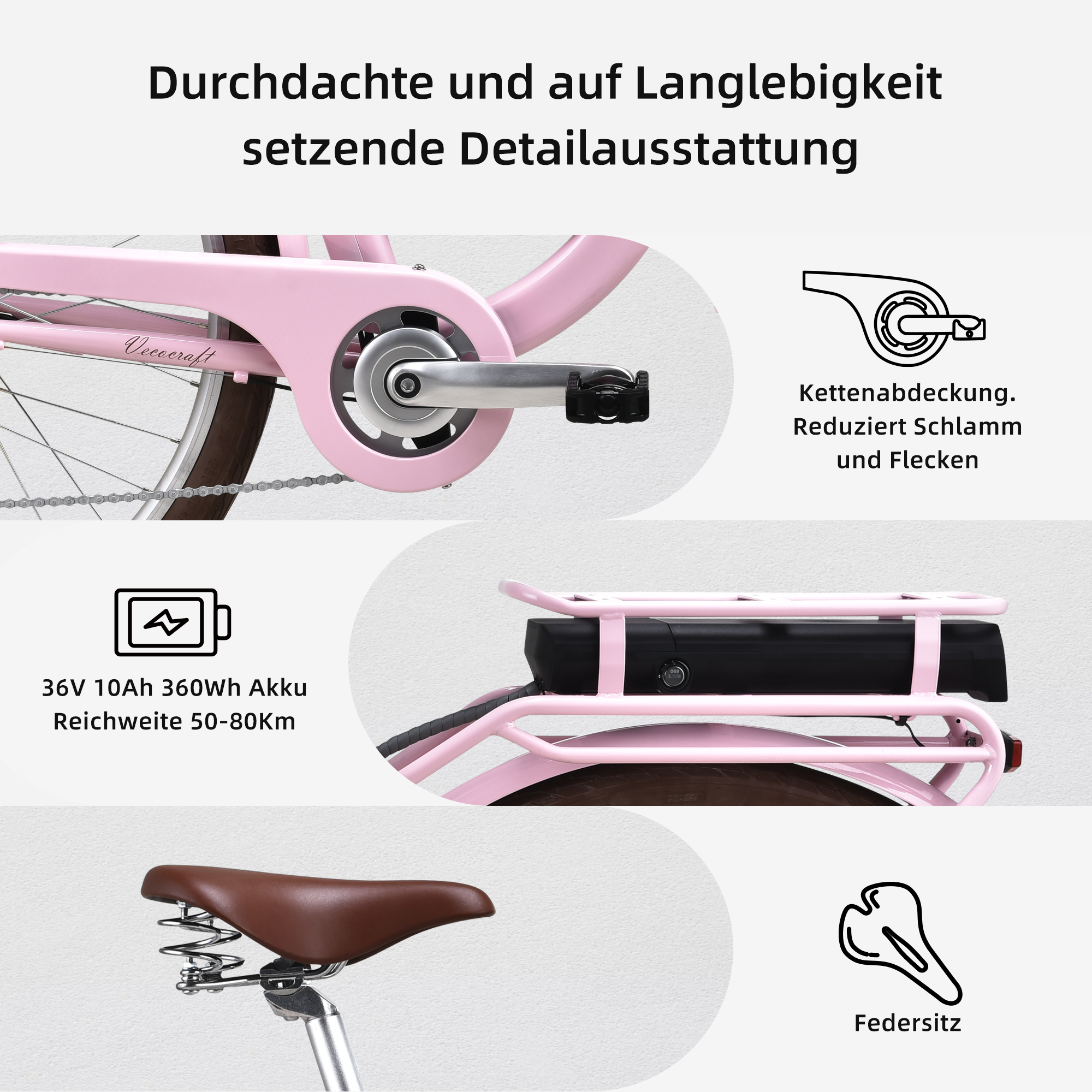 Vecocraft E-City Bike Hebe pink