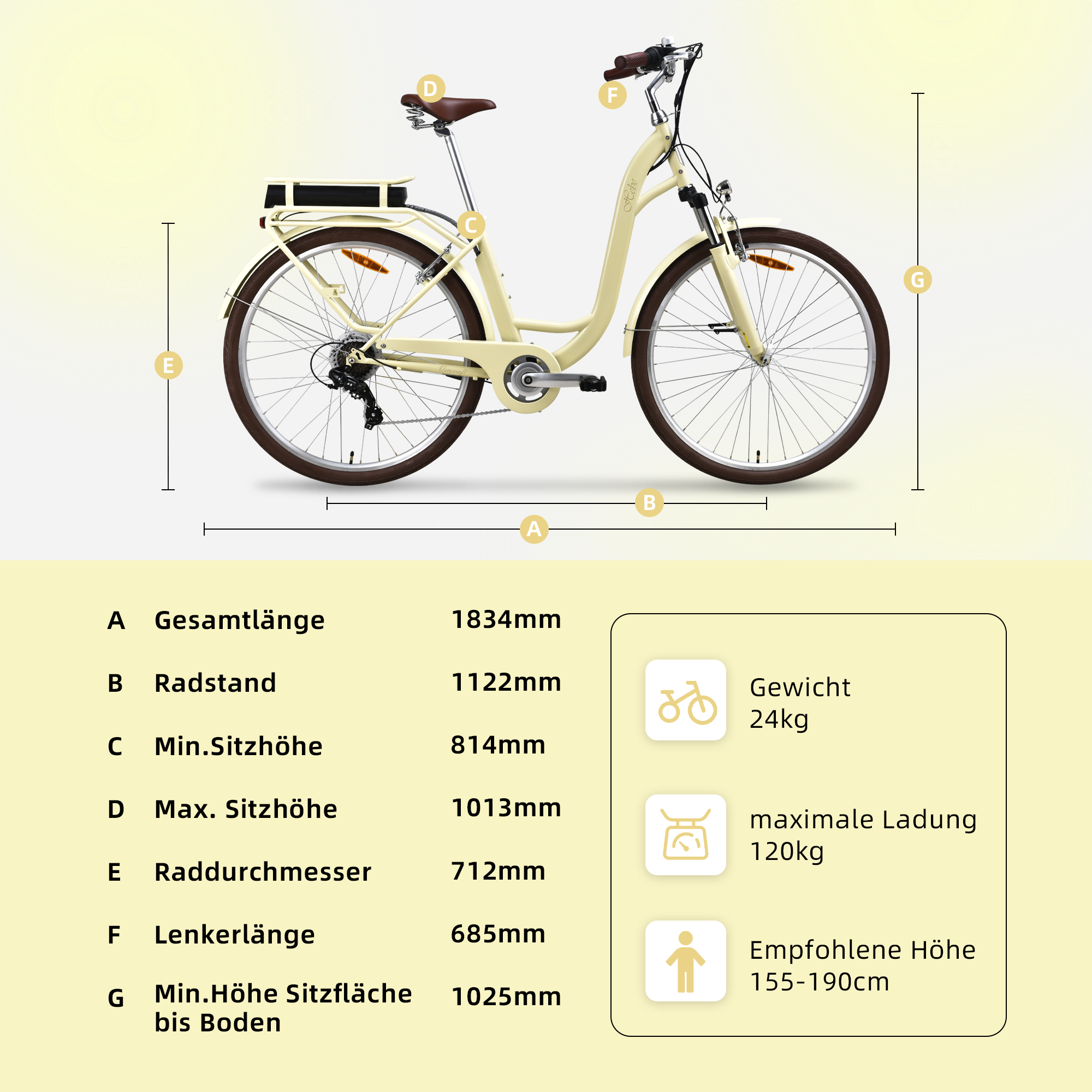 Vecocraft E-City Bike Hebe Gelb