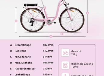 radstand fahrrad 28 zoll VECOCRAFT E-Bikes